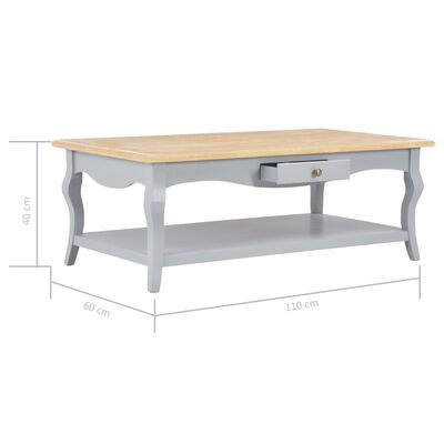 vidaXL Coffee Table Grey 110x60x40 cm MDF