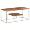 vidaXL Coffee Table Silver Stainless Steel and Solid Wood Acacia