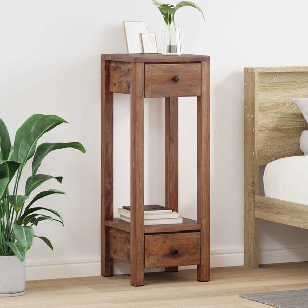 vidaXL Plant Stand with Drawer Brown 30 x 30 x 80 cm Mahogany Wood