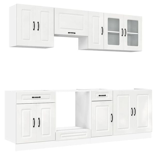 vidaXL 8 Piece Kitchen Cabinet Set Kalmar High Gloss White Engineered Wood