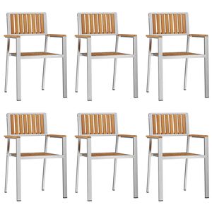 vidaXL Garden Chair 6 pcs Brown 56 x 54.5 x 87 cm Solid Teak Wood