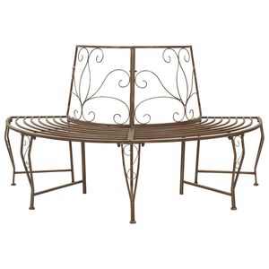vidaXL Tree Bench 4-Seater 160 x 80 x 89 cm Steel Antique Brown
