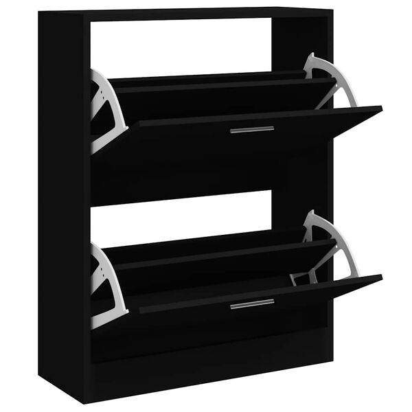 vidaXL Shoe Cabinet Black 63x24x81 cm Engineered Wood
