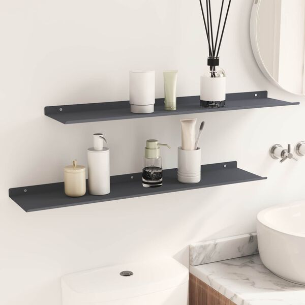 vidaXL Floating Shelf 2 pcs Anthracite 80 x 18 x 2.5 cm Steel