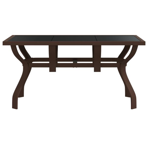 vidaXL Garden Table Brown and Black 140x70x70 cm Steel and Glass