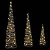 vidaXL Christmas Tree 3 pcs Warm white 20 x 20 x 80 cm Rattan