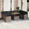 vidaXL 10 Piece Garden Sofa Set with Cushions Grey Poly Rattan Acacia