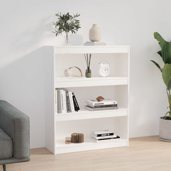 vidaXL Book Cabinet/Room Divider White 80x30x103.5 cm Solid Wood Pine