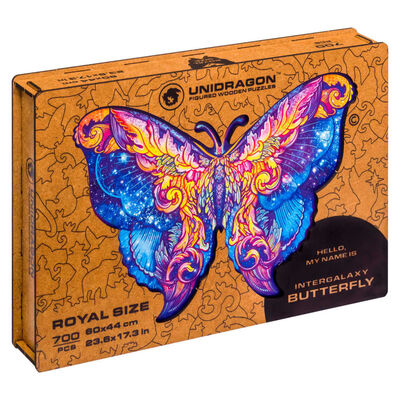 UNIDRAGON 700 Piece Wooden Jigsaw Puzzle Intergalaxy Butterfly Royal Size 60x44 cm