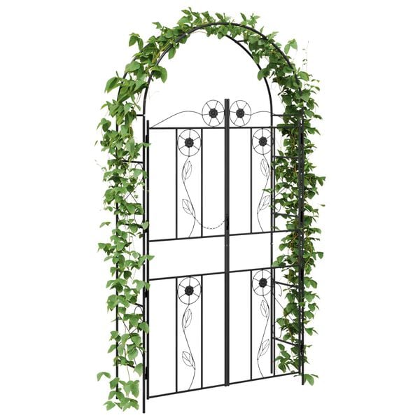 vidaXL Garden Arch Plain Black 115 x 37 x 226 cm