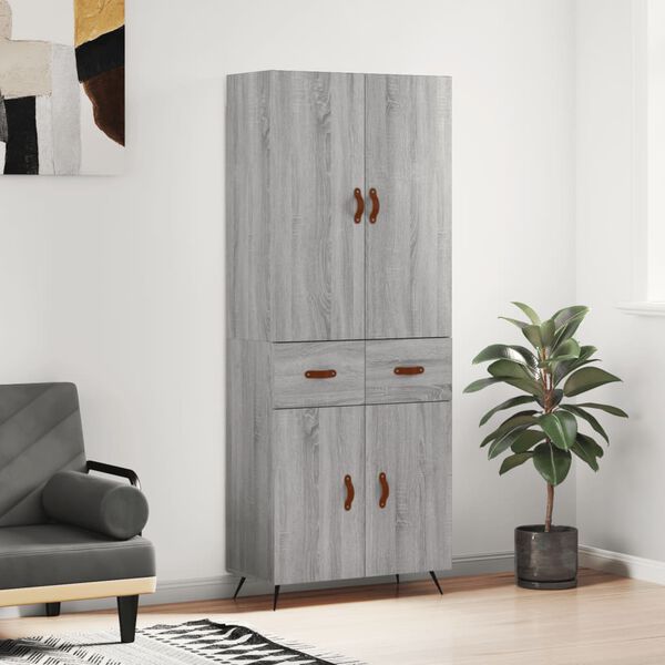 vidaXL Highboard Grey Sonoma 69.5x34x180 cm Engineered Wood