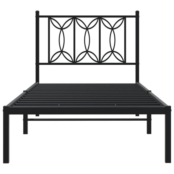 vidaXL Metal Bed Frame without Mattress with Headboard Black 80x200cm