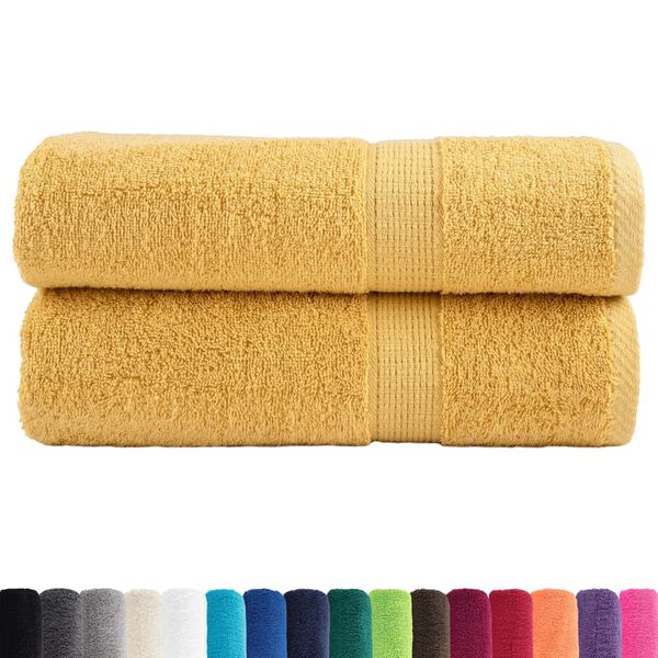 vidaXL Premium Hand Towels "SOLUND" 2 pcs Gold 50x100 cm 600 gsm