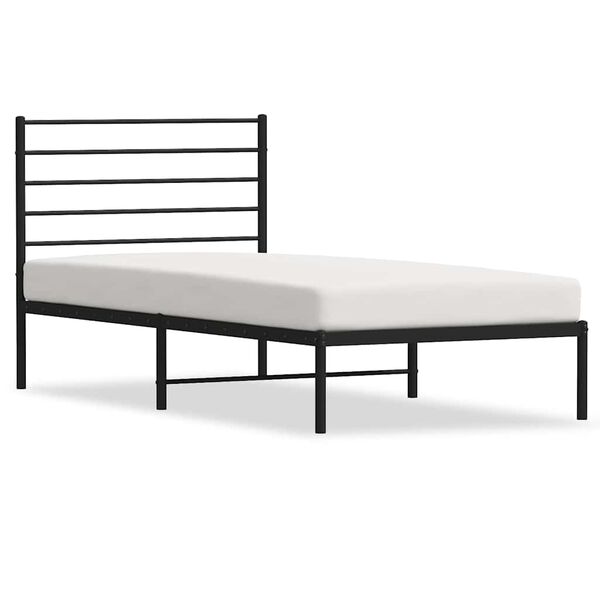 vidaXL Metal Bed Frame without Mattress with Headboard Black 100x200cm