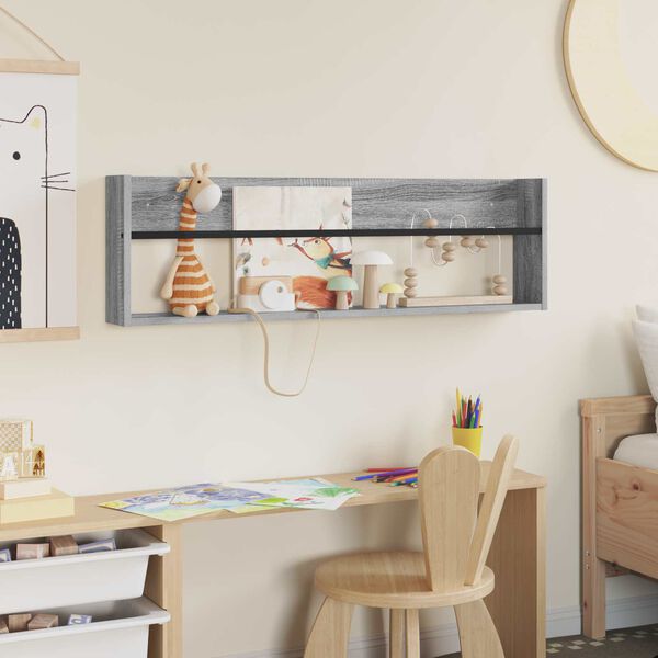 vidaXL Magazine Rack Grey Sonoma 100 x 12 x 30 cm Engineered Wood