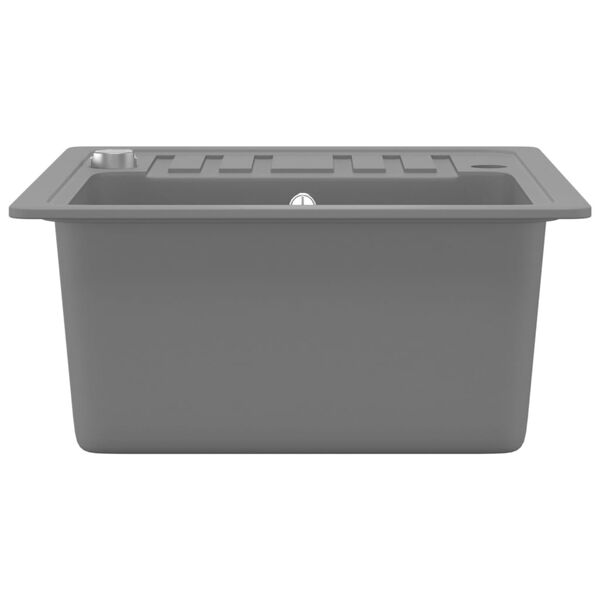 vidaXL Granite Kitchen Sink Single Basin Grey