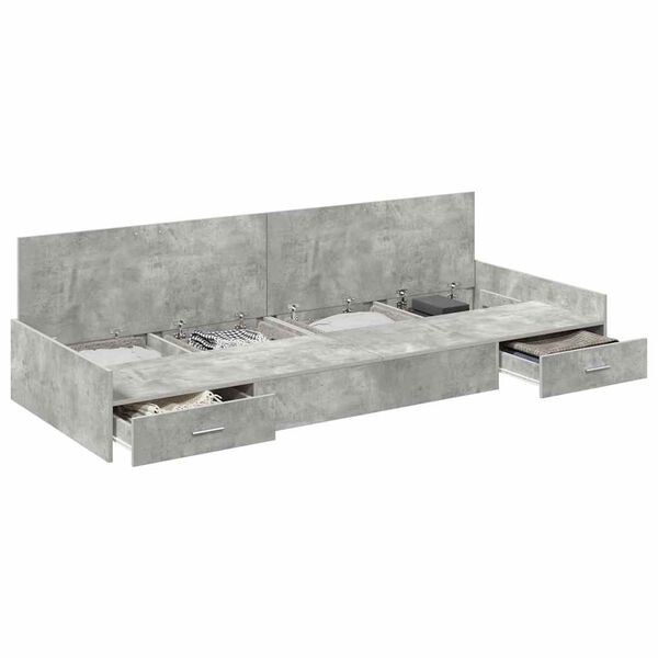 vidaXL Bed Frame with Drawer Concrete Grey 80 x 200 cm Engineered Wood