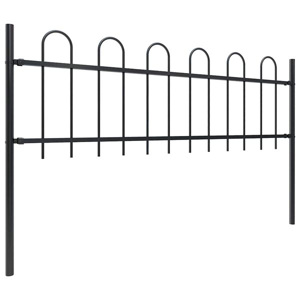 vidaXL Garden Fence Boxtel with Hoop Top Steel 181x60 cm Black