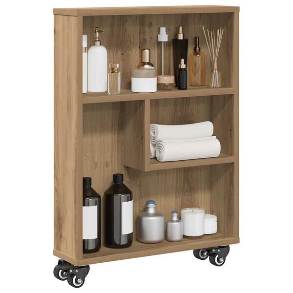 vidaXL Narrow Storage Trolley Artisian Oak 48x13x68 cm Engineered Wood