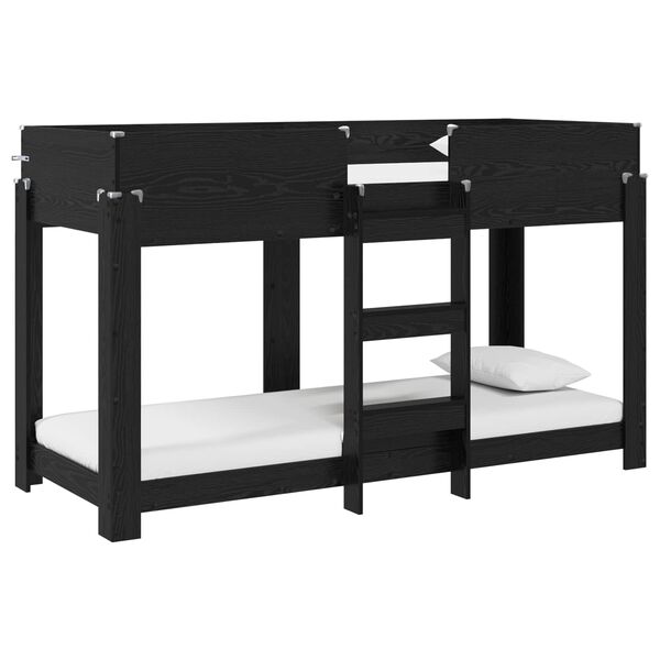 vidaXL Bunk Bed for Kids Black Oak 80 x 190 cm Engineered Wood