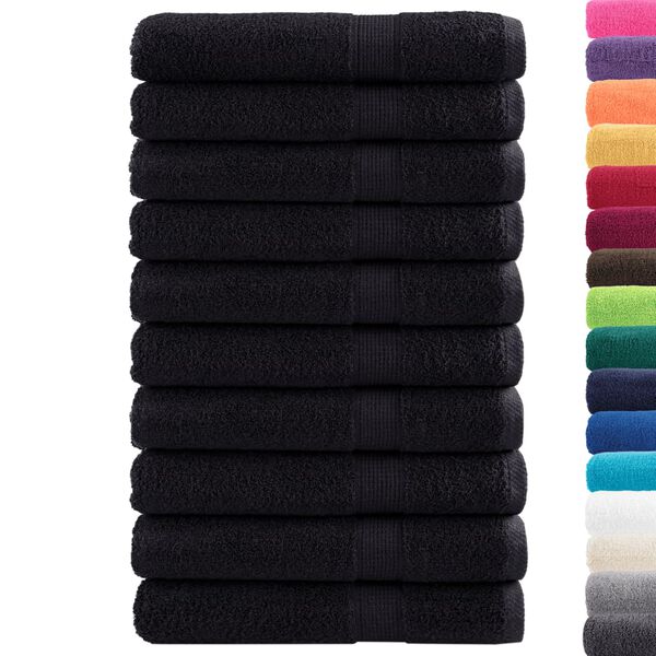 vidaXL Premium Towels SOLUND 10 pcs Black 100x200 cm 600 gsm