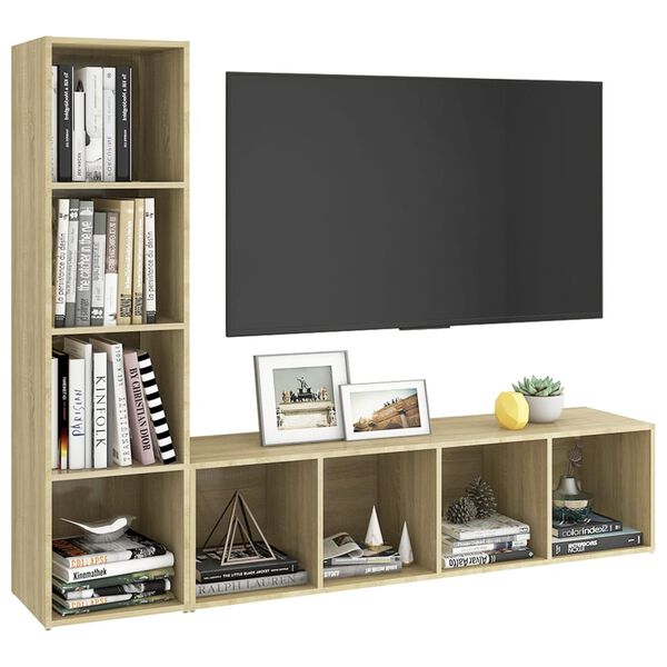 vidaXL TV Cabinets 2 pcs Sonoma Oak 142.5x35x36.5 cm Engineered Wood