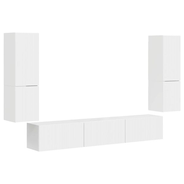 vidaXL TV Cabinet Set 4 pcs High Gloss White Engineered Wood