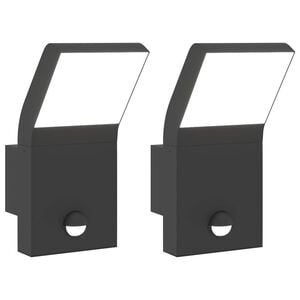 vidaXL Outdoor LED Wall Lights with Sensors 2pcs Black