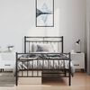 vidaXL Metal Bed Frame without Mattress with Footboard Black 100x190cm