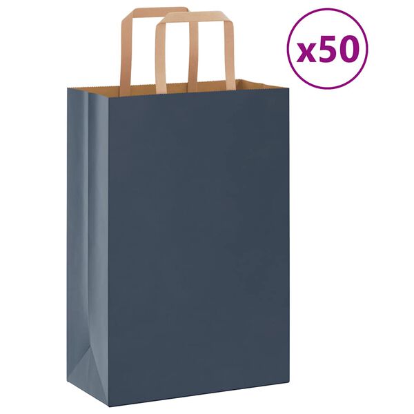 vidaXL Paper Bags 50 pcs with Handles Blue 21x11x31 cm