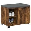 vidaXL Hall Bench with Cushion with Shelf Smoked Oak 60 x 38 x 46 cm