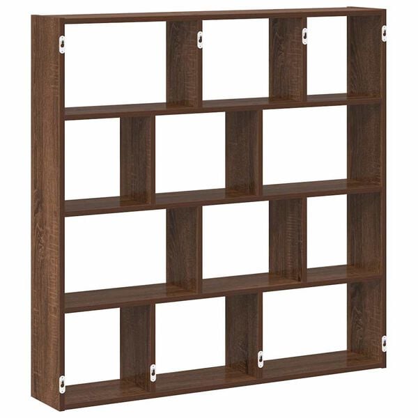 vidaXL Wall Cube Shelf 12 Compartments Brown Oak Engineered Wood