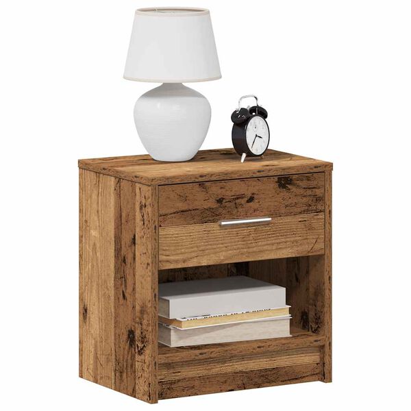 vidaXL Bedside Cabinet with Drawer Old Wood 39x28x41 cm