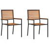 vidaXL Garden Stacking Chairs 2 pcs Brown and Black