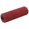 vidaXL Chicken Wire Fence Steel with PVC Coating 25x0.5 m Red