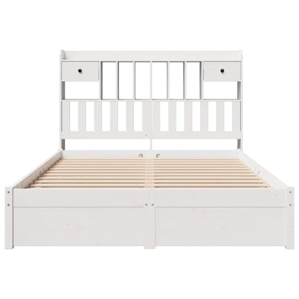 vidaXL Bookcase Bed without Mattress White 150x200cm King Size Solid Wood Pine