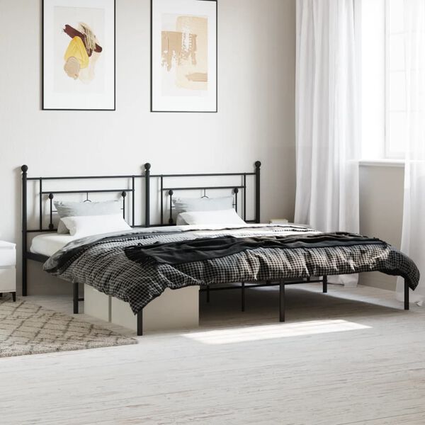 vidaXL Metal Bed Frame without Mattress with Headboard Black 193x203cm