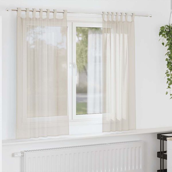 vidaXL Voile Curtains with Tab Top 2 pcs Cream