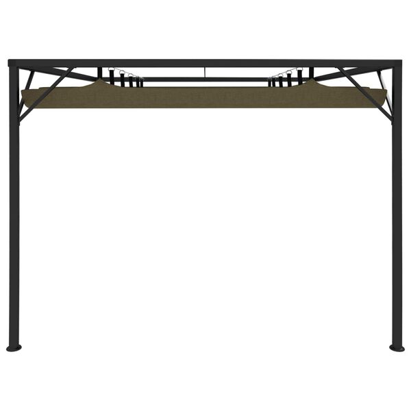 vidaXL Garden Wall Gazebo with Retractable Roof 3x3 m Taupe 180 g/m&sup2;