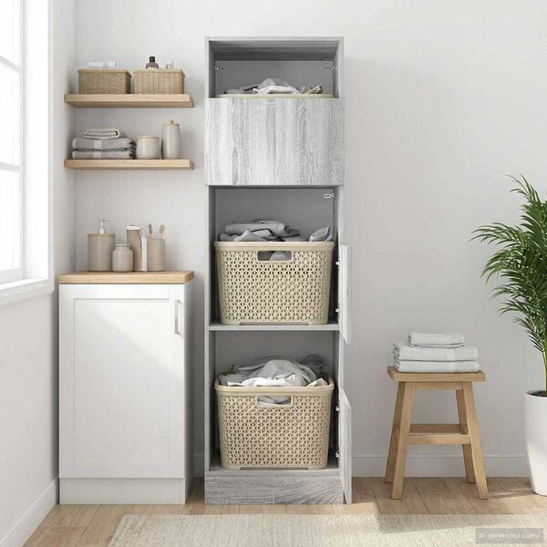 vidaXL Laundry Cabinet Grey Sonoma 50 x 68 x 162 cm Engineered wood