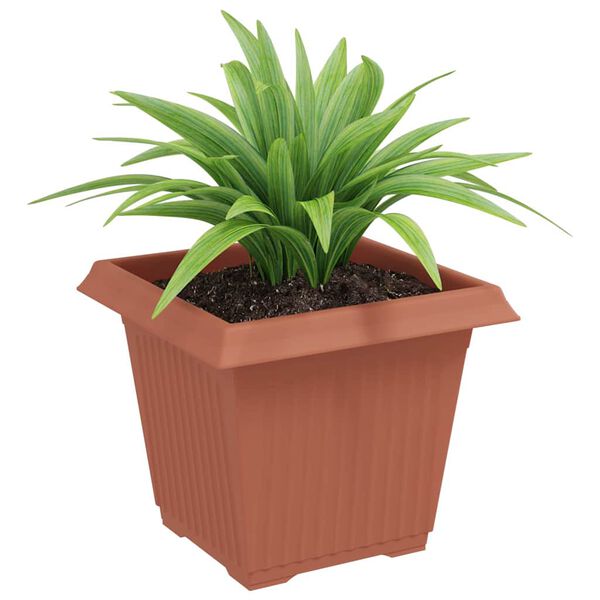 vidaXL Square Flower Pot 24 pcs Brick Red 20 x 20 x 16 cm Plastic