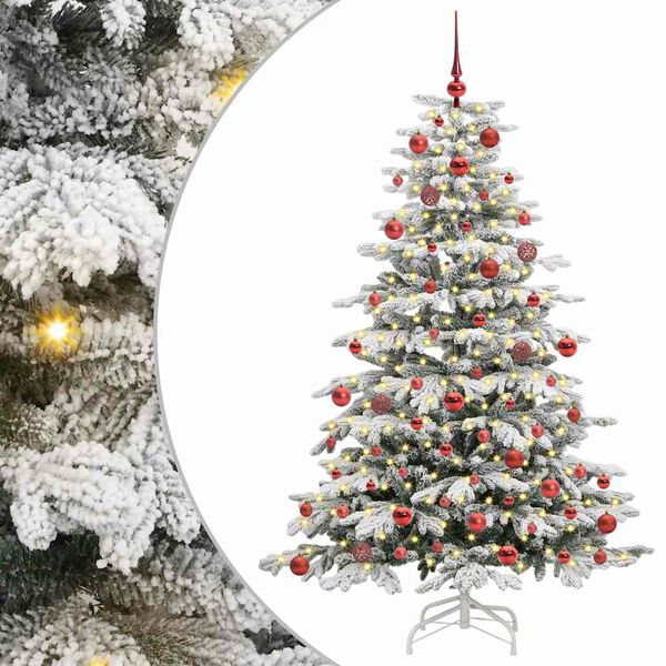 vidaXL Artificial Hinged Christmas Tree White 180 cm PE and PVC