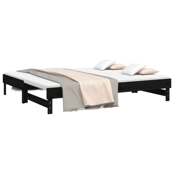 vidaXL Pull-out Day Bed without Mattress Black 2x(90x200) cm