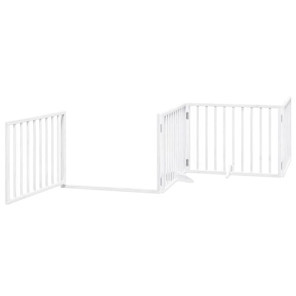 vidaXL Dog Gate with Door Foldable 6 Panels White 480 cm Poplar Wood