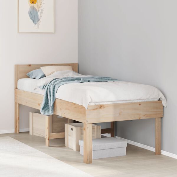 vidaXL Bed Frame without Mattress 75x190 cm Small Single Solid Wood Pine
