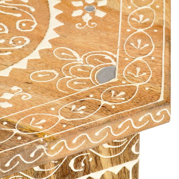 vidaXL Hand-painted Side Table 38x33x42 cm Solid Mango Wood