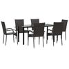 vidaXL 7 Piece Garden Dining Set Brown Poly Rattan