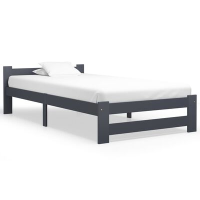 vidaXL Bed Frame Dark Grey Solid Pine Wood 90x200 cm