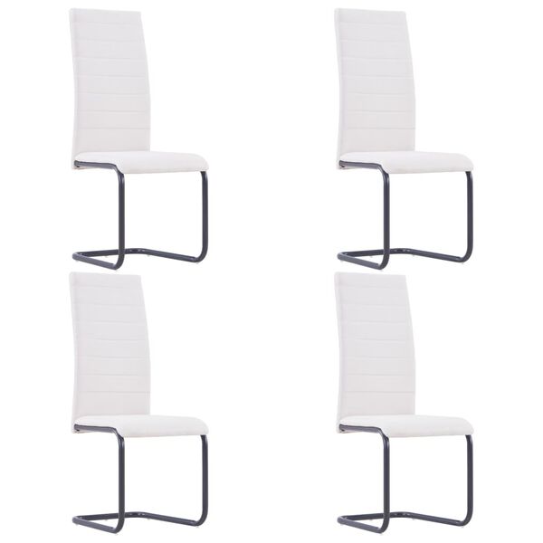 vidaXL Cantilever Dining Chairs 4 pcs Cream Fabric