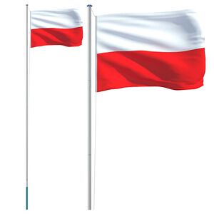 vidaXL Poland Flag and Pole 6.08 m Aluminium